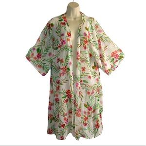 ambiance Women's Floral Print Sheer Chiffon Loose Kimono Cardigan Capes